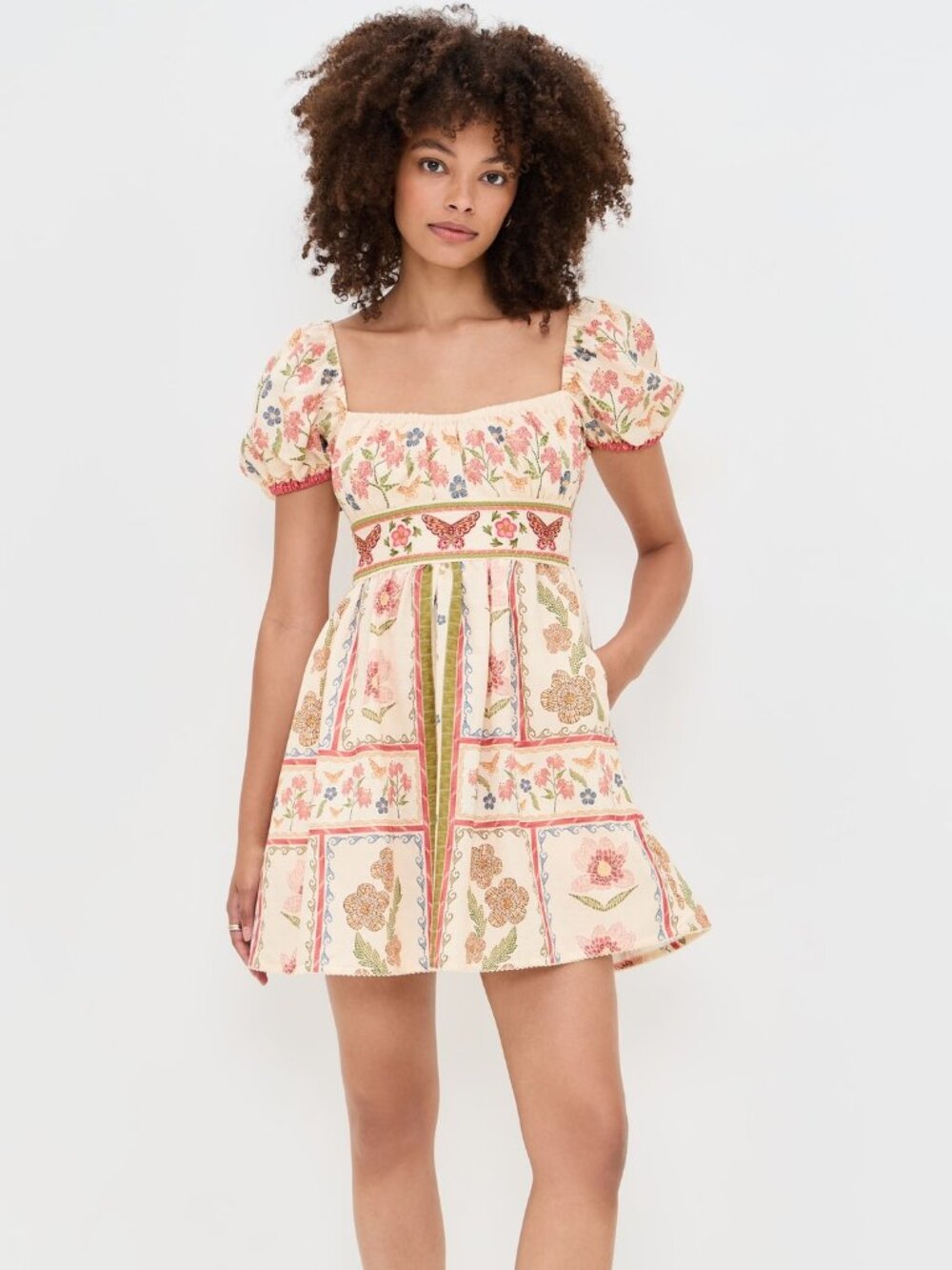 Agua Bendita Fiore Rosal Handmade Mini Dress  Fiore Rosal Handmade Mini Dress